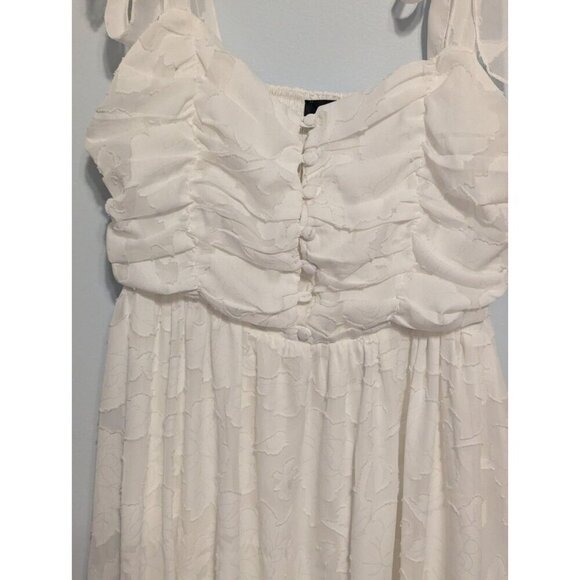 Lulus Womens Med Sleeveless Midi White Floral A-line Wedding Party Summer Dress - Picture 4 of 14